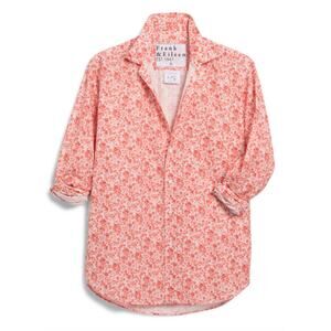 NWOT Frank & Eileen EILEEN Italian Chambray Peach Florals Button-Up Shirt Top XL
